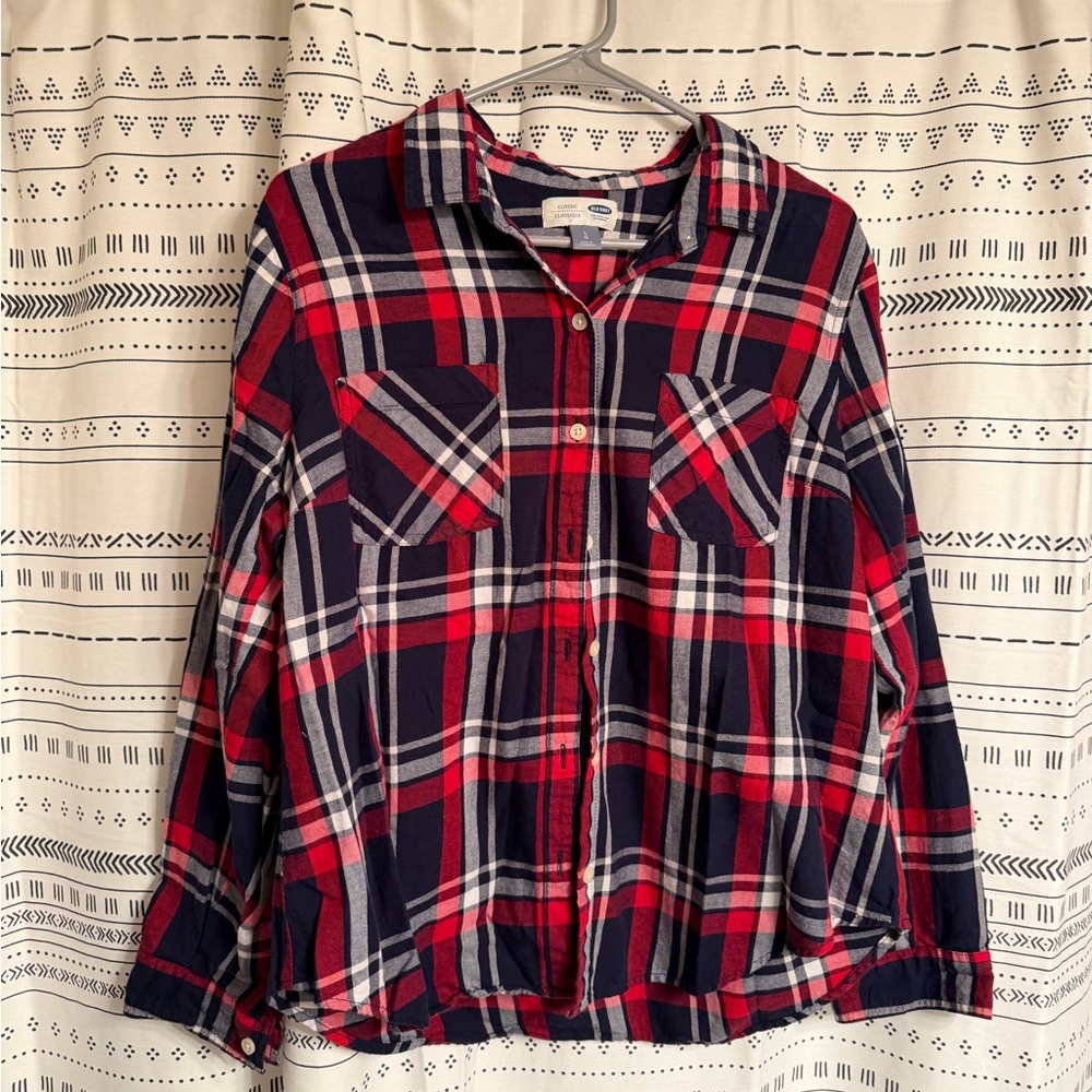 Old Navy Red and Navy Plaid Shirt